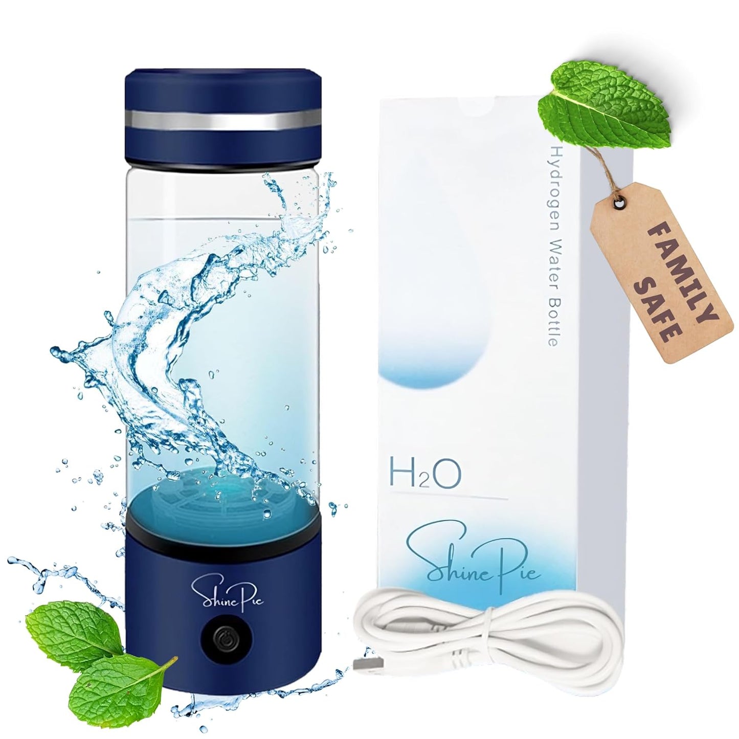 Hydrogen Water Bottle - Hydrogen Water Bottle Generator 2025, Purify Water in 3 Minutes Quick Electrolysis with SPE/PEM Technology by ShinePie - 14 oz