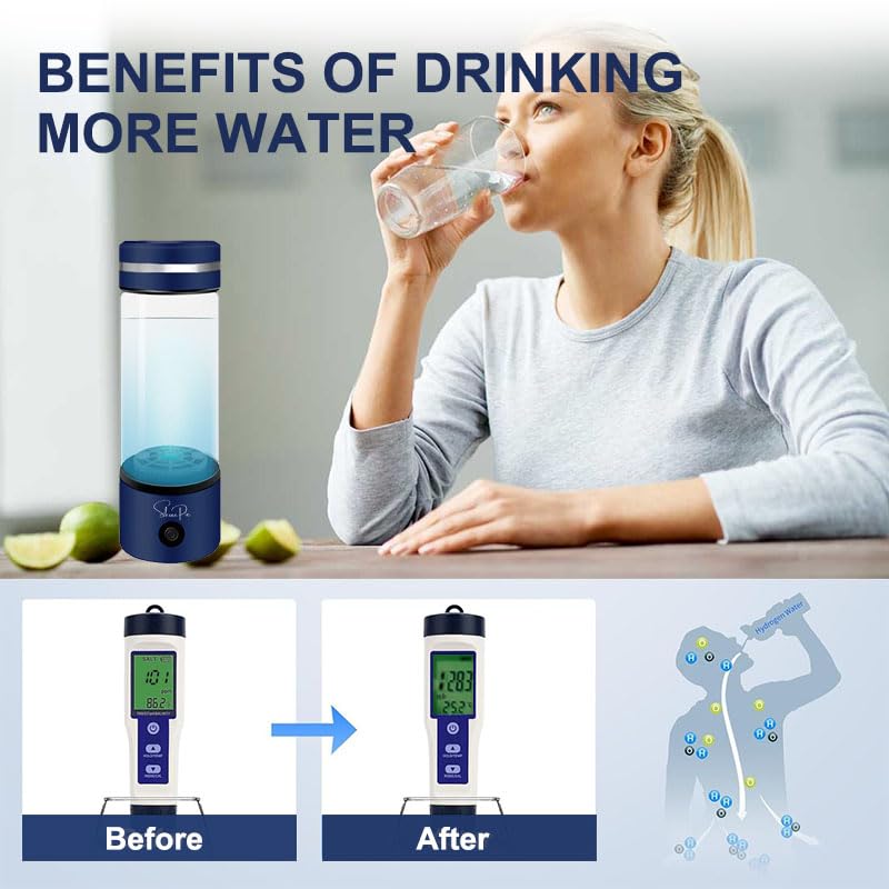 Hydrogen Water Bottle - Hydrogen Water Bottle Generator 2025, Purify Water in 3 Minutes Quick Electrolysis with SPE/PEM Technology by ShinePie - 14 oz